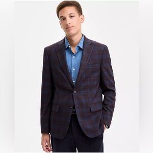 Tommy Hilfiger Men's Modern-Fit Check Sport Coat in Burgundy Plaid